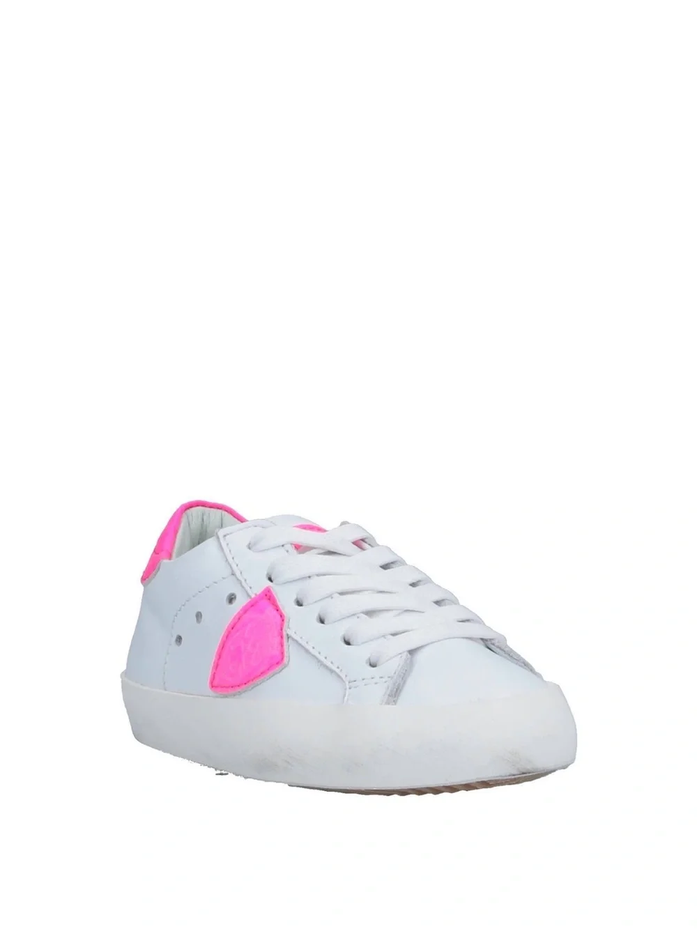Philippe Model Kids White Sneakers with Hot Pink Accents